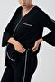 Short Stretchy Viscous Maternity Sleepwear Set with Three Quarter Sleeve Buttons - 4