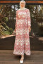 13003 Patterned Hijab Dress Pink - 4