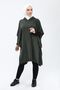 Women's Mold Green Side Lace Hooded Poncho 4304