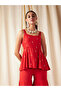 زاري مطرزة Strappy Peplum أعلى