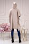 Women's Stone Side Laced Hooded Thin Knitwear Poncho - 5