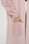 Women's Handle Hair Braided Double Pocket Garnished Winter Kimono Cardigan N4204 - 4