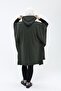Women's Mold Green Side Lace Hooded Poncho 4304 - 5