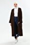 Women's Brown Winter Kimono Sleeve Pocket V-Neck Cardigan 4100