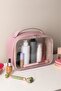 Lilac Transparent Leather Makeup Bag Cosmetic Makeup Suitcase Set| Care Travel Makeup Organizer Bag
