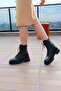 Women's Black Patent Leather Genuine Leather Boots - 8