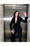 Tie-Up Blazer Jacket Wide Leg Trousers Set