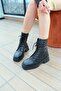 Women's Black Patent Leather Genuine Leather Boots - 4