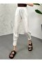 Women's Ecru Leggings Linen Trousers - 3