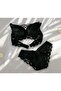 Women's Lace Embroidered Black Padded Underwire Support Bra Panty Lingerie Set - 4