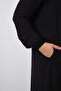 Collar Lace-Up Mevlana Cut Pocketed Hijab Dress - 7