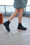 Women's Black Floater Genuine Leather Sole Detailed Boots - 4