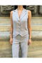 Gray Linen Fabric Vest Palazzo Trousers Set of 2 - 6