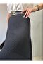 Women's Asymmetrical Cut Lace-Like Knit Solid Color Knit Skirt - 5