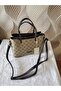 Armi̇ne.311.Vi̇zyon Special Color Combination Leather Handbag Designed as a Hand and Shoulder Bag with Points. - 5