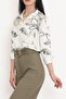 Lightly Flowy Khaki Floral Patterned Satin Shirt - Comfortable Fit 18582 - 2