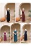 Belted Gold Buttoned Striped Hijab Dress - 2