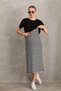 Short Sleeve Striped Ribbed Knit Maternity and Postpartum T-Shirt Dress Set - 5