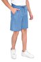 New Season Men's Blue Linen Look Shorts, Summer Comfortable Cut Shorts with Elastic Waist - 4
