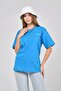 Women's to Be Yourself Printed Blue Oversize T-Shirt