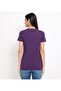 Women's Purple Text Printed Crew Neck Short Sleeve T-Shirt - 2