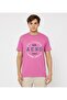 Men's Pink Text Printed Crew Neck Short Sleeve T-Shirt