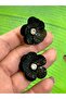 3X3 cm 2 Pieces Zircon Stone Black Flower Set Sequined Flower Arma - 3