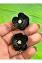 3X3 cm 2 Pieces Zircon Stone Black Flower Set Sequined Flower Arma - 4
