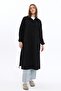 24048 Black Wrap Slit Long Women's Ferace Shirt - 8