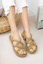 Women's Gold Colored Rope Sandals - 2