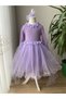 Long Sleeve Children's Evening Dress with Floral Tulle Skirt