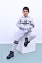 96 Text Printed Kangaroo Pocket Hooded Boy's Bottom-Top Tracksuit Set