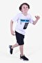 Boom Text Printed Capri Boy's Under-Top White Suit