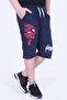 Der-Man Text Printed Wide Leg Double Pocket Boy's Navy Blue Capri - 5
