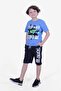 Is Not Text Printed Blue Capri Boy's Under-Top Suit - 5