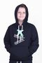 X Printed Kangaroo Pocket Hooded Boy's Black Sweatshirt - 4