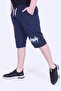 Der-Man Text Printed Wide Leg Double Pocket Boy's Navy Blue Capri - 2