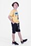 Boom Text Printed Capri Boy's Bottom-Top Yellow Set - 5
