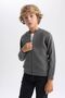 Boy's Gray Cotton Knitwear College Collar School Cardigan - A0594a823au