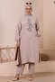 Hijab Ayrobin Double Suit Large Size Tunic Trousers Women's Stone - 4