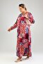 Large Size Dress Hijab Longth Viscose Plus Size Dress Claret Red - 6