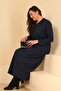 Women's Hijab Large Size Long Daily Dress Navy Blue - 8
