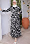 3965 Rochie cu model, stil hijab, neagră - 5