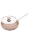 3222 - 2 Pieces, Bio Granite, Metal Lid, 28x4 cm - 2.0 Liter Fish Frying Pan, Dark Brown Body, Platinum Handle - 4