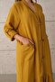 Mustard Yellow Striped Large Size Kimono - 6