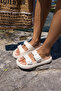Sface Women's Beige Double Buckle Platform Beach-Casual Eva Slippers - 3