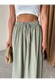 Çağla 100% Cotton Thick Waist Elastic Linen Skirt - 3