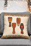 African Themed Ethnic Elephant Pattern Orange Color Digital Printed Luxury Velvet 4-Piece Throw Pillow Cover Set - 5
