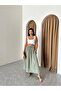 Çağla 100% Cotton Thick Waist Elastic Linen Skirt - 4