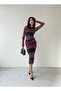New Season Patterned Lined Tulle Dress - 7